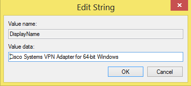 Cisco vpn client registry fix value data
