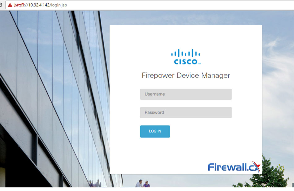 Cisco Firepower Device Manager Login Screen