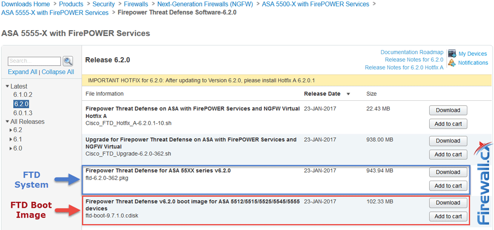 Downloading the latest Firepower Threat Defense System and Boot Image