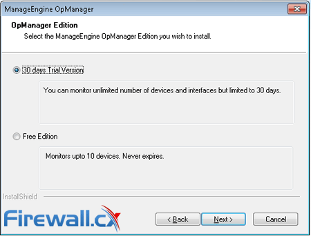 opmanager installation trial free edition
