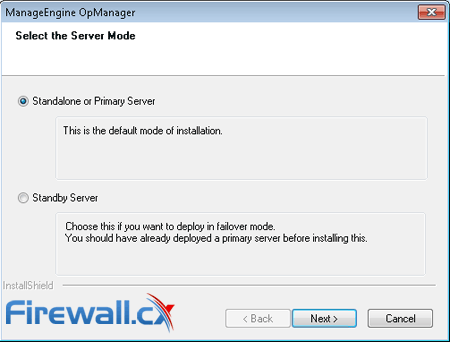 Selecting between Primary and Standby OpManager Installation
