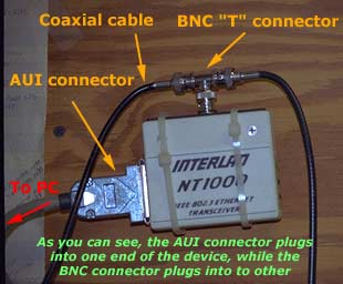 AUI to BNC 'T' Coaxial Connector