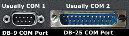 Physical Serial interface - DB-9 (usually COM1) and DB-25 (usually COM2)
