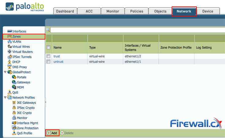 Creating a new Zone in a Palo Alto Firewall