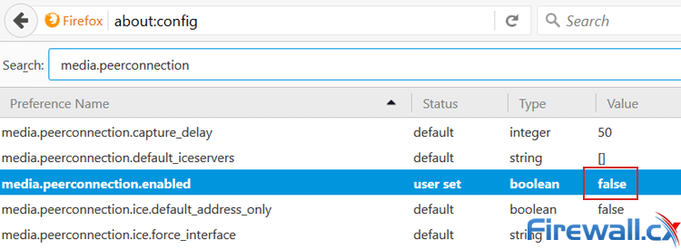 Disabling WebRTC in Mozilla FireFox