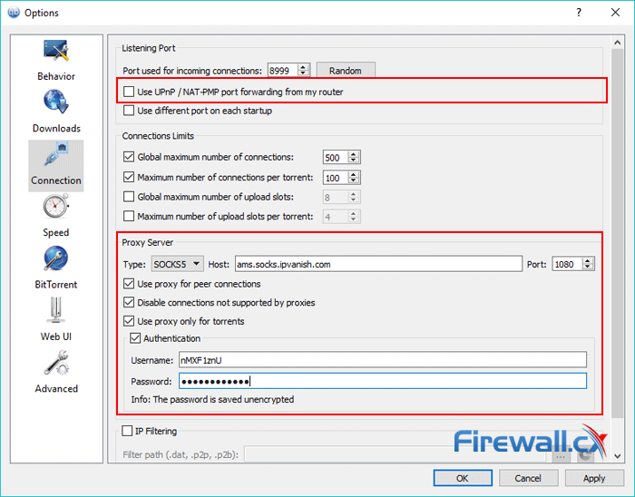 qbittorrent SOCKS5 Proxy settings for Torrenting