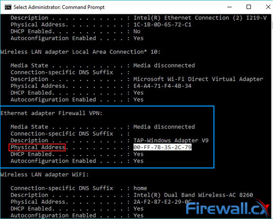 comodo firewall MAC address