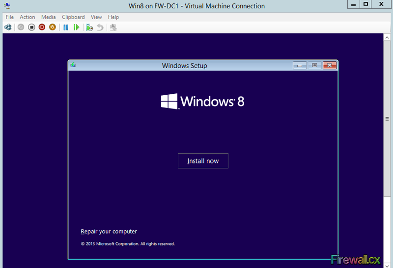 Hyper-V Begin Windows 8 VM installation