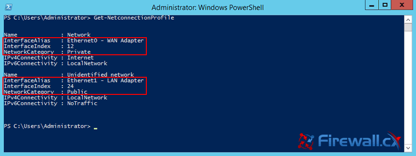 Executing Get-NetconnectionProfile PowerShell cmd to obtain network profile & ID info