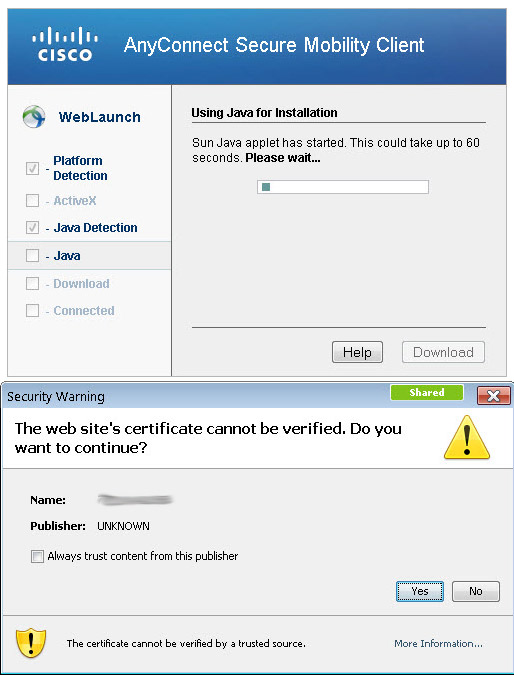 cisco anyconnect java download certificate