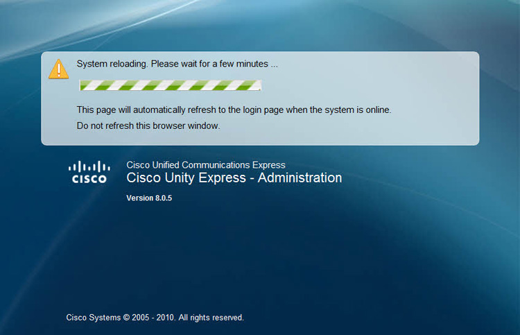 cisco unity express reboot