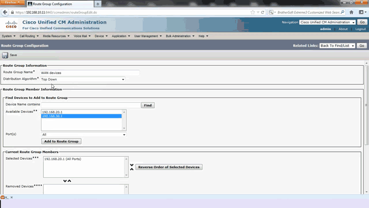 cisco cucm route group configuration