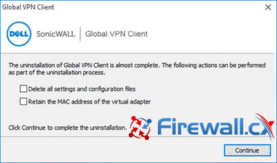 Uninstalling the SonicWALL Global VPN Client after Cisco VPN Client installation