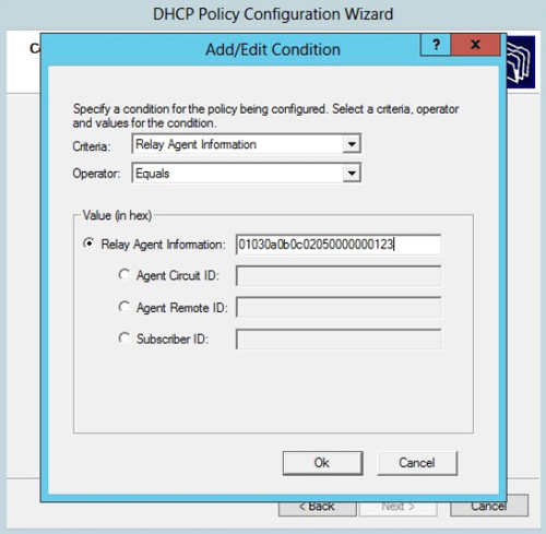 windows dhcp server option 82 policy configuration