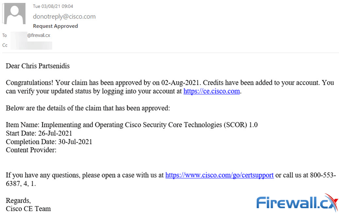 cisco continuing education program email credit approval