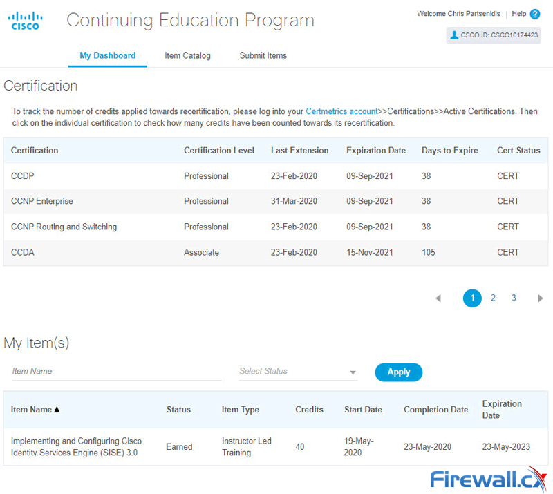 cisco continuing education program my dashboard