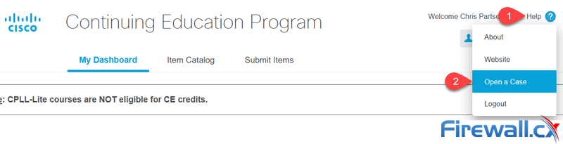 cisco continuing education program open a support case