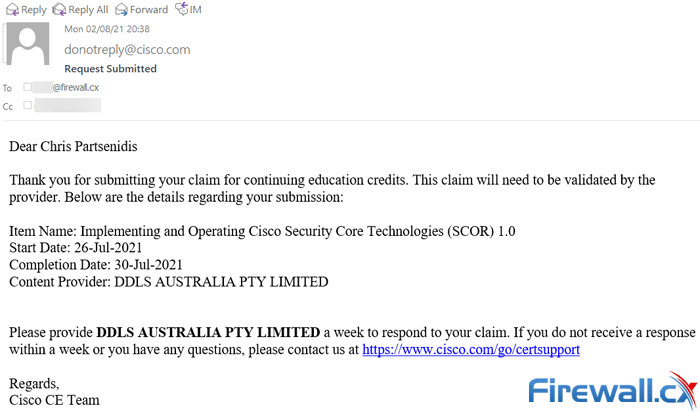 cisco continuing education program submit email confirmation