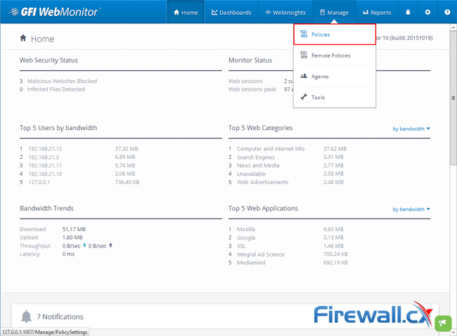 Adding a new Policy in GFI WebMonitor