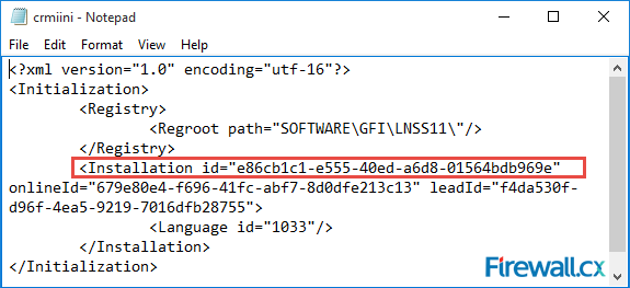 Installation ID in crmiini.xml file on our GFI LanGuard Server