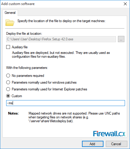 GFI LanGuard custom software deployment using a parameter for silent installation