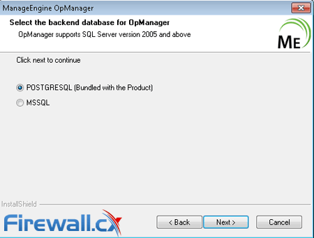 Selecting between OpManager with PostgreSQL or MSSQL