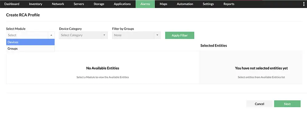 AI Ops - OpManager Plus - RCA Profiles