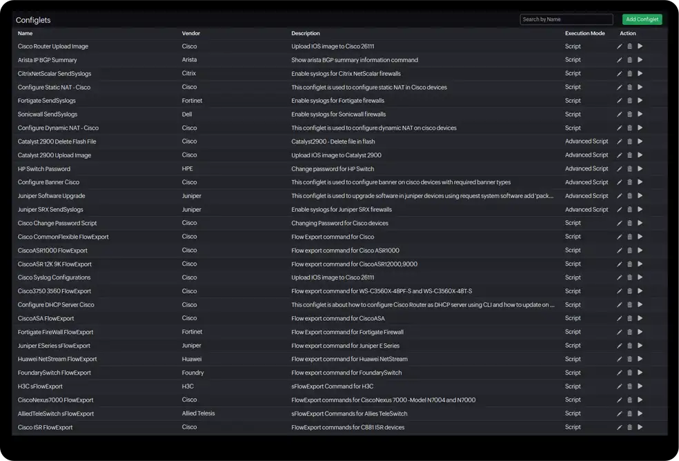 Site24x7 configlets configuration templates