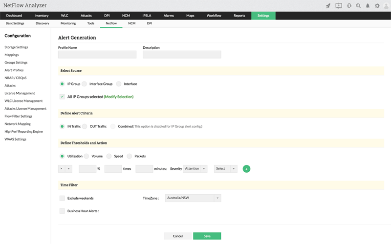 netflow analyzer alert generation