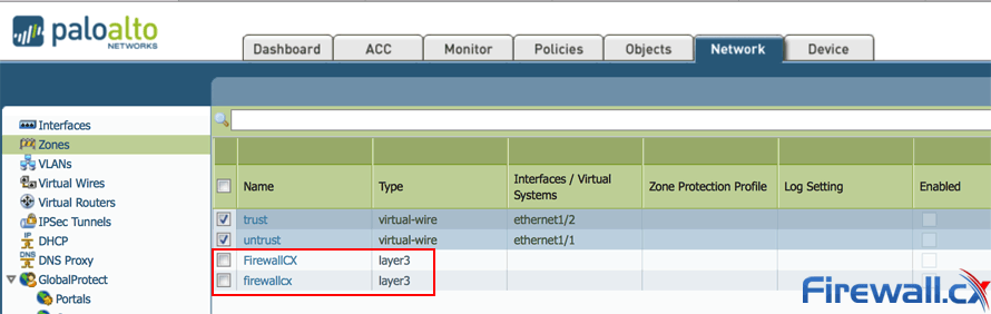 Example of case sensitive security zones with identical zone names