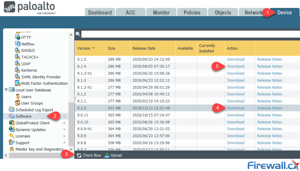 download install pan-os on palo alto firewall