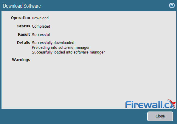 palo alto firewall new PAN-OS software image downloaded