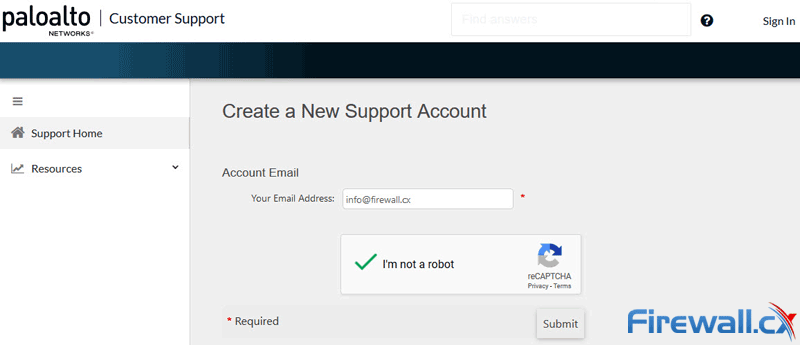 palo alto networks - creating a new support account