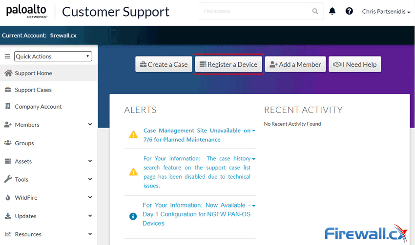 palo alto networks register a device for existing customers