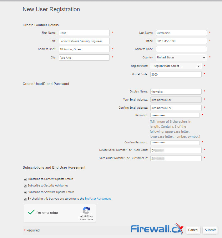 palo alto new user registration final screen