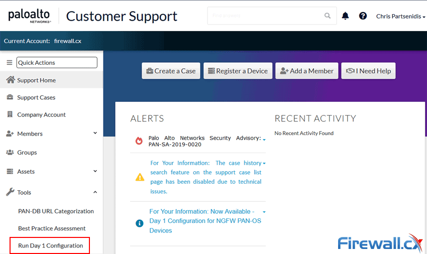 palo alto run day 1 configuration option