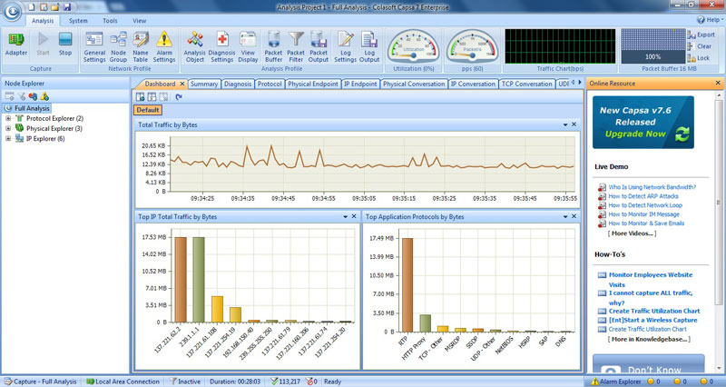 packet sniffing main console traffic analyzer