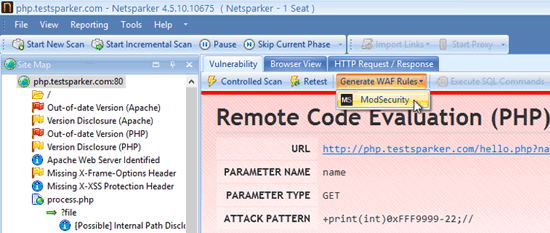 Generating ModSecurity Rules from a Web Application Vulnerability Scanner