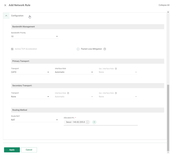 Cato Networks - Network Rule Actions