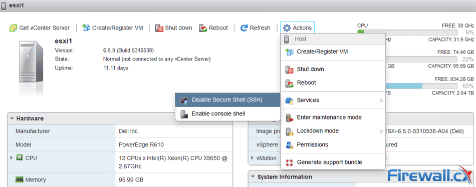 vmware esxi disable ssh