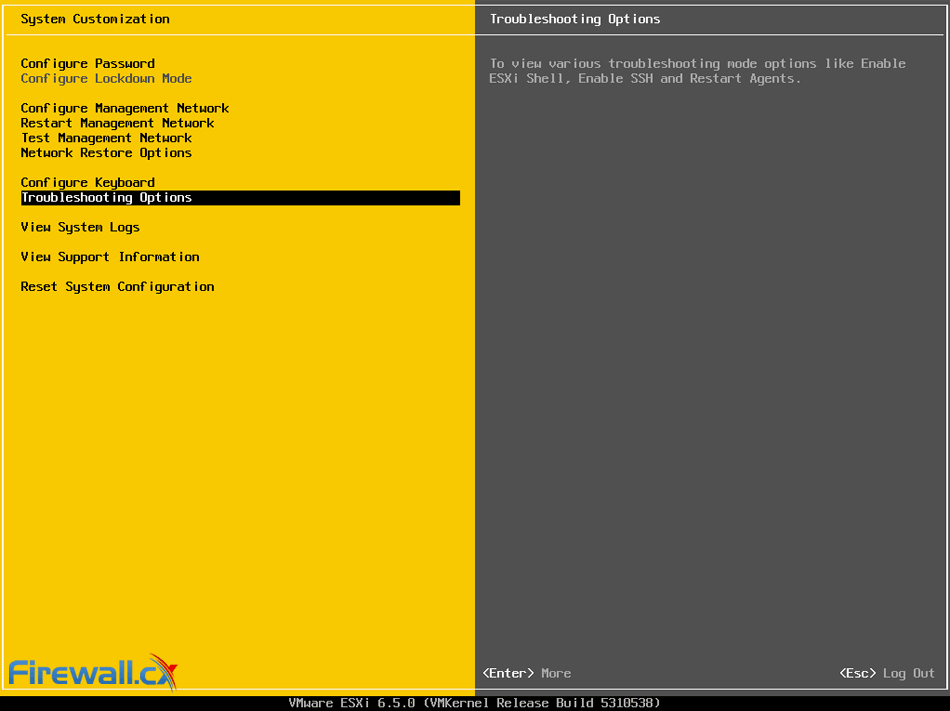 vmware esxi enable ssh via console