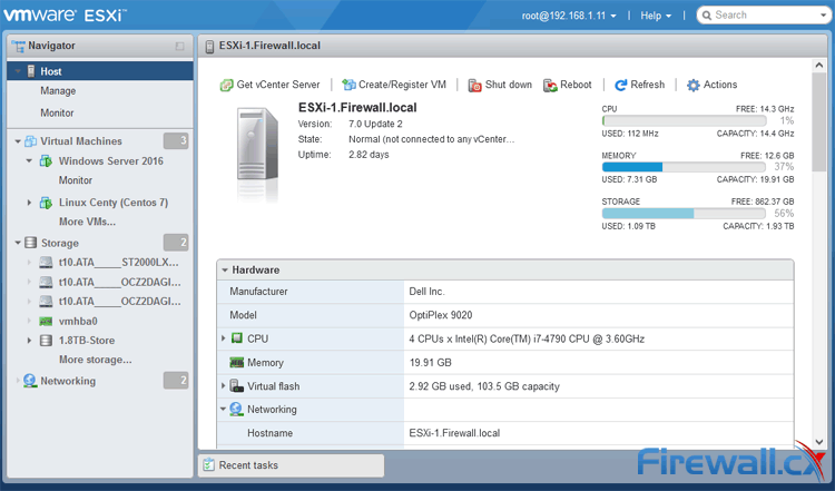 vmware esxi server web gui