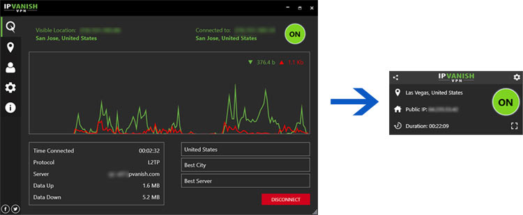 IPVANISH Best VPN Client Advanced and Simple Mode