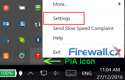 Accessing Private Internet Access VPN client settings