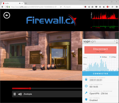 Netflix streaming with VyprVPN was just great without any problems