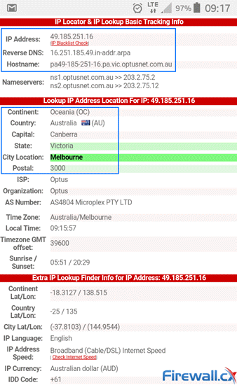 Information captured on a non-VPN protected internet user