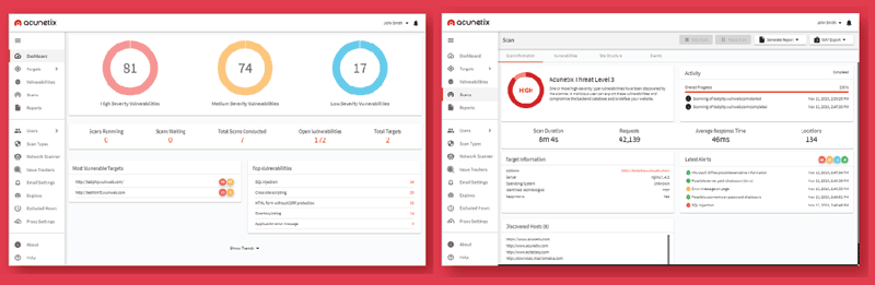 acunetix v13 web application and network vulnerability scanner interface