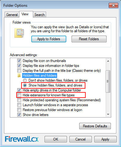 how to unhide software program files in Windows Vista