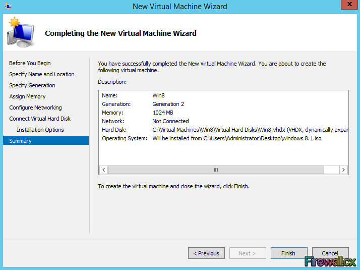 Hyper-V VM Summary Installation