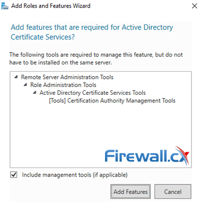 windows ca server installation add additional features